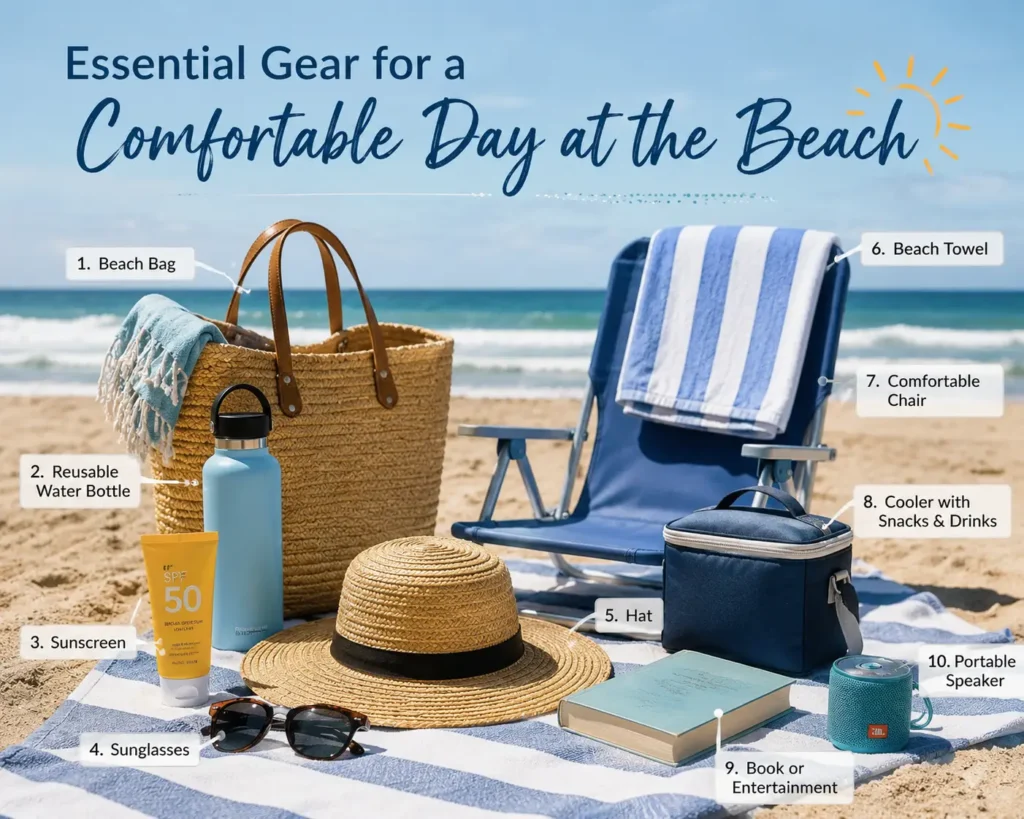 Essential Gear for a Comfortable Day at the Beach Essential gear for a comfortable day at the beach