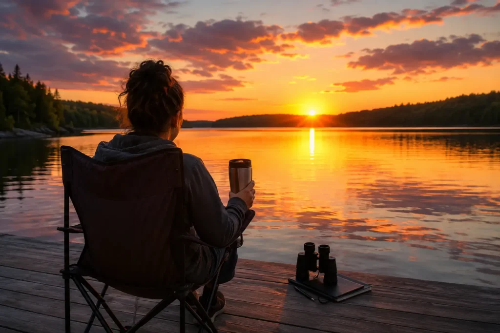 Watching a sunset outdoors instead of staying inside