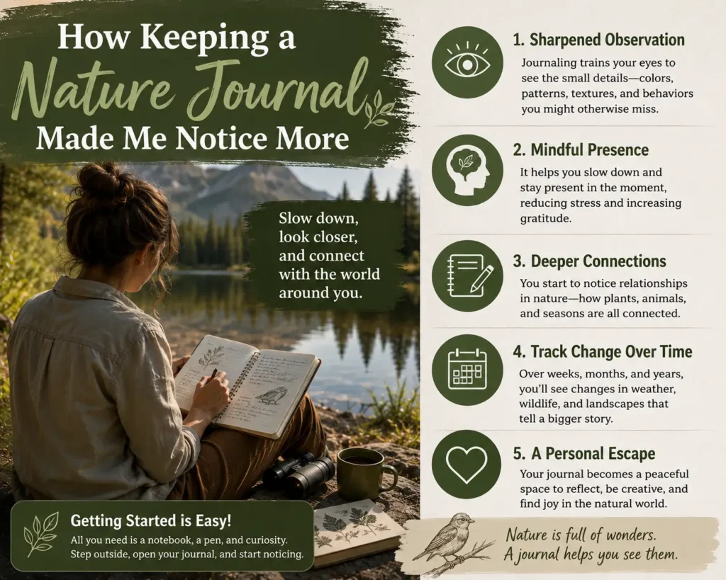 How Keeping a Nature Journal Made Me Notice More Writing observations in a nature journal outdoors