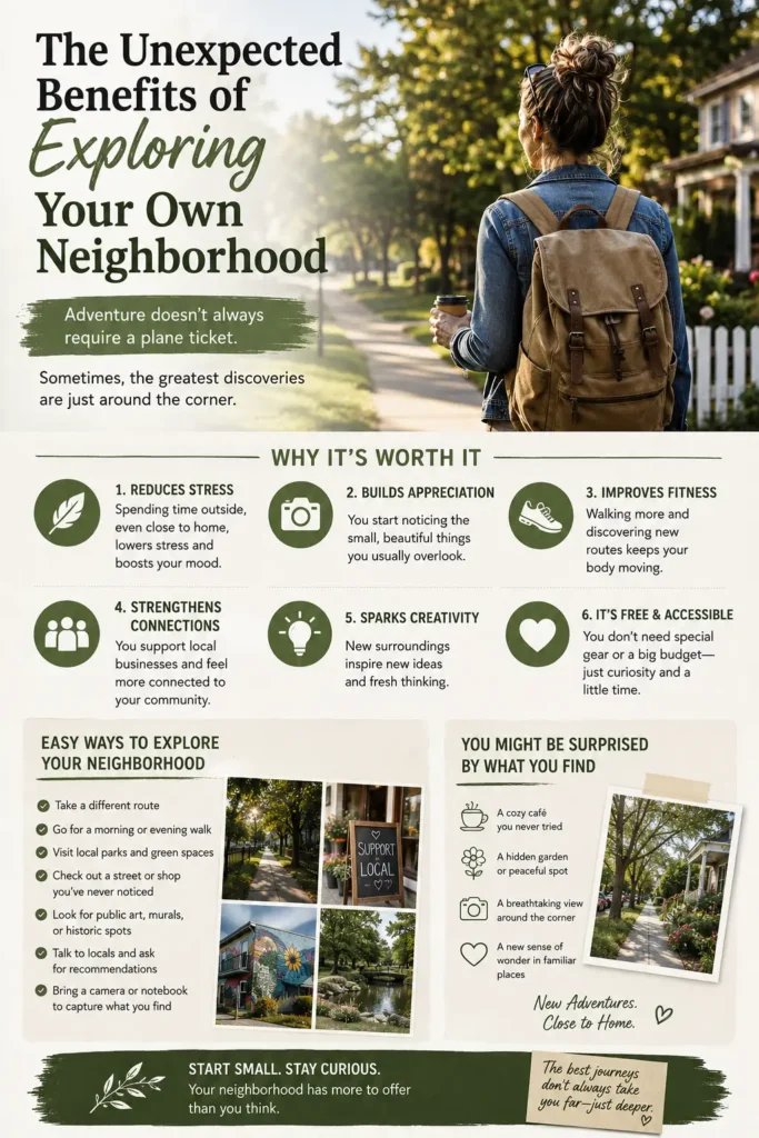 The Unexpected Benefits of Exploring Your Own Neighborhood Exploring a familiar neighbourhood on foot