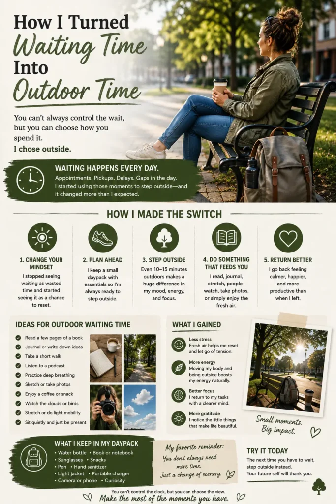 How I Turned Waiting Time Into Outdoor Time Turning spare waiting time into a short outdoor walk