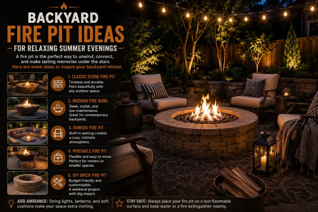 Backyard Fire Pit Ideas for Relaxing Outdoor Evenings Backyard fire pit setup for relaxing outdoor evenings