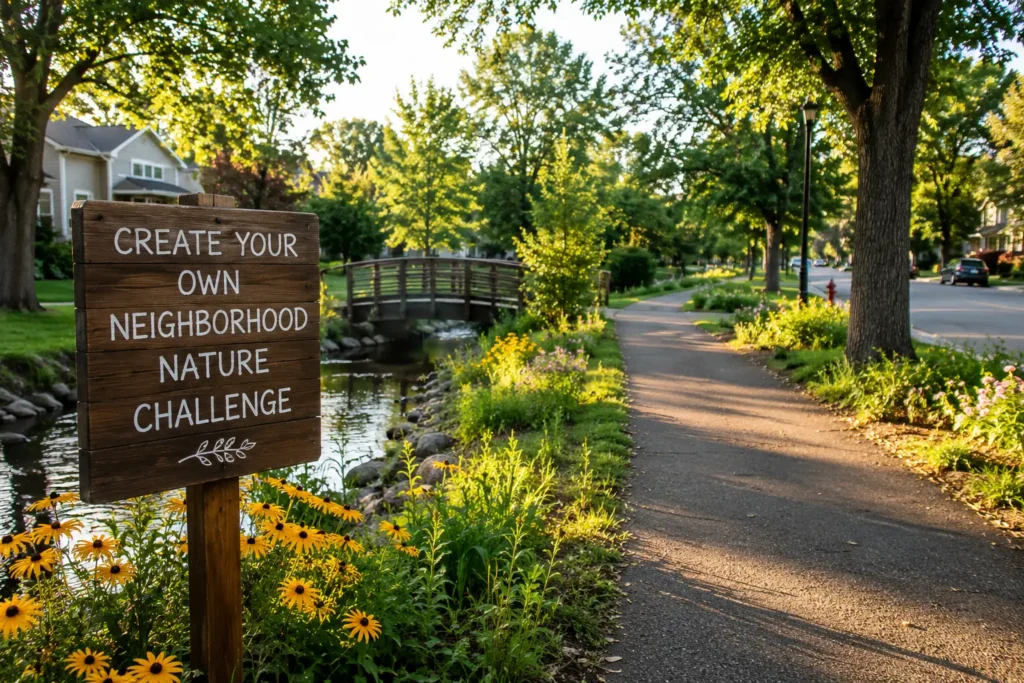 Create Your Own Neighborhood Nature Challenge Neighborhood nature challenge outdoor scene