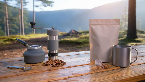 Hand Coffee Grinder vs Pre-Ground Coffee for Camping Hand Coffee Grinder vs Pre-Ground Coffee for Camping editorial photograph