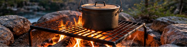 Best Campfire Cooking Grates for Simple Outdoor Meals Cooking pot on a grate over a campfire