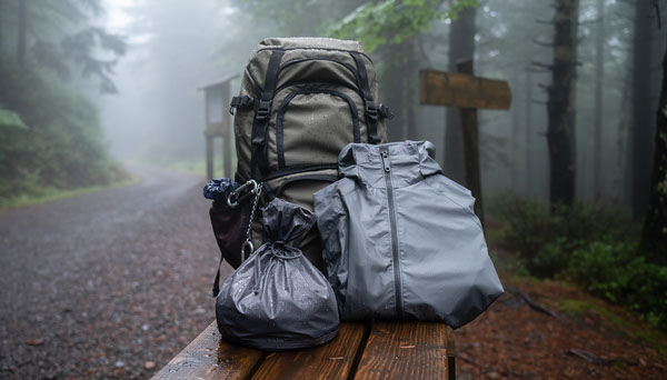 Rain Poncho vs Rain Jacket for Hiking: Which Works Better? Rain poncho and hiking rain shell at wooded trailhead