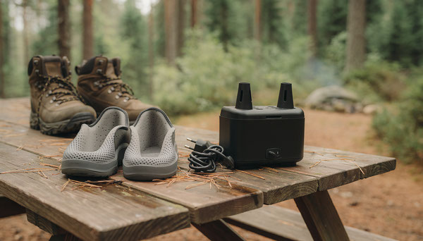 Shoe Drying Inserts vs Portable Boot Dryer for Camping Shoe Drying Inserts vs Portable Boot Dryer for Camping editorial illustration